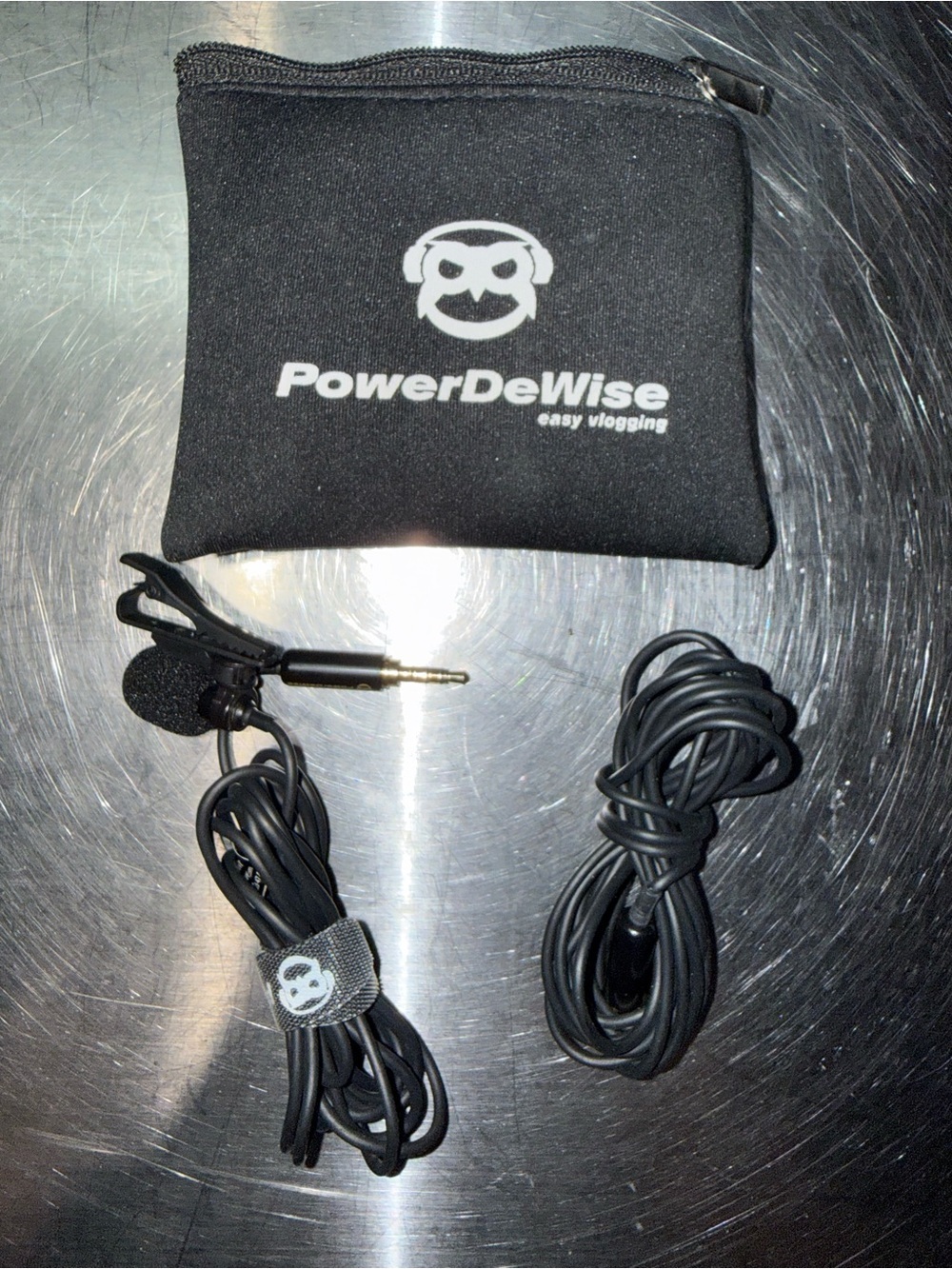 Black Lavalier Microphone with Carry Pouch